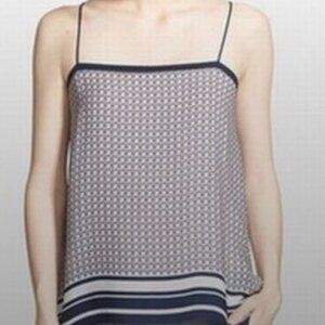 Vince Camuto - Silk Cami - Navy/Red Geometric Pattern Size XS